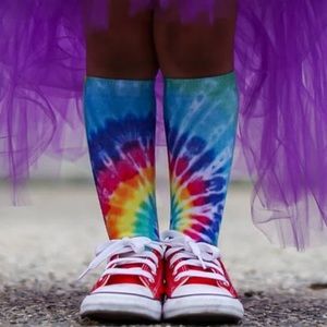 Classic Tie Dye Socks, 80s Fashion For All Ages Rainbow Style Vibrant